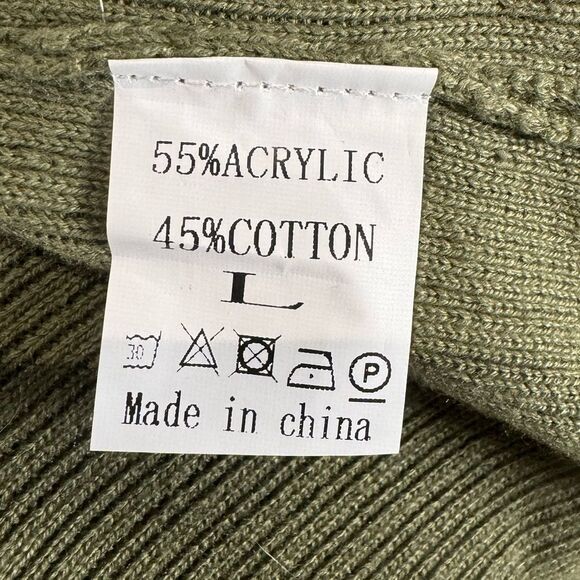 Olive green ribbed knit long line cardigan sweater vest with pockets size large - Picture 9 of 9